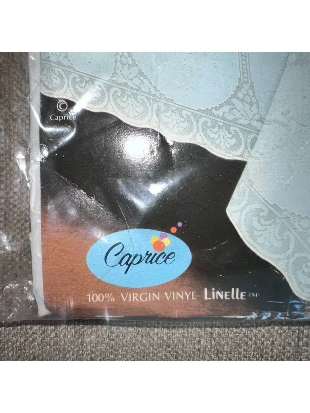 NOS Vintage Classique Caprice Virgin Vinyl Linelle Table Cloth 52X70 Made In USA